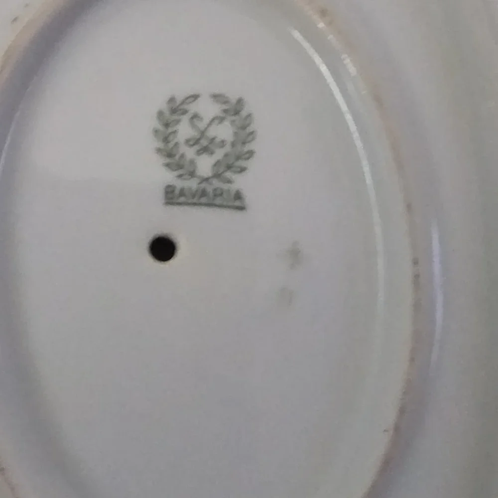 Bavaria White and Gold Porcelain Gravy Boat with Saucer, Gold Trim, Handles